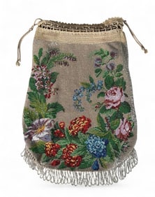 Antique Floral Beaded Purse