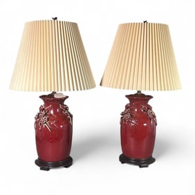 Pair of Chinese Flambe Glaze Lamps