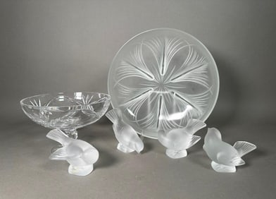 A Group of Lalique and Tiffany Glass