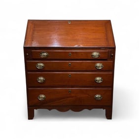 A Federal Walnut Slant Front Desk, American, ca. 1780-1820