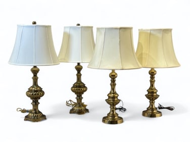 Two Pairs of Brass Lamps