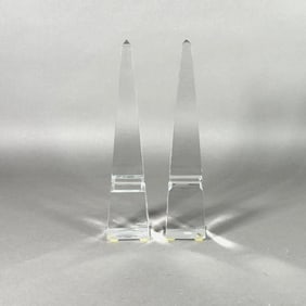Near Pair of Baccarat Crystal Obelisks