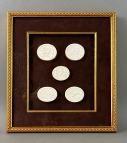 Group of Five Framed John Tyrrell Grand Tour Plaster Intaglios