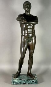 Patinated White Metal Figure of Apoxyomenos