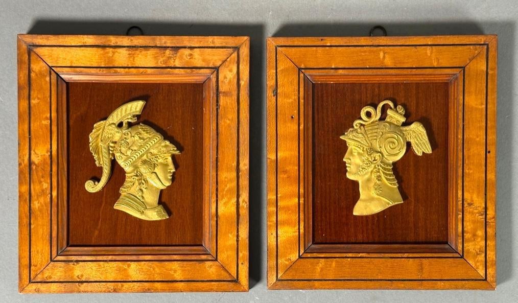 Two French Empire Gilt Bronze Reliefs of Greek Warriors (1 of 6)