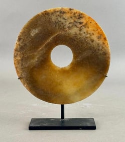 Chinese Jade Bi Disc on Stand