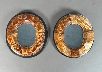 Pair of Italian Marble Small Mirrors, 19thc.