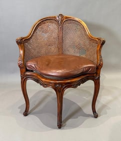 Louis XV Style Caned Walnut Desk Chair