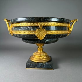 French Marble and Gilt Bronze Centerpiece with Neoclassical Relief Roundel, late 19thc.