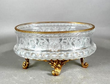 Escalier de Cristal Engraved Crystal Centerbowl in Gilt Bronze Stand, Paris, 19thc.