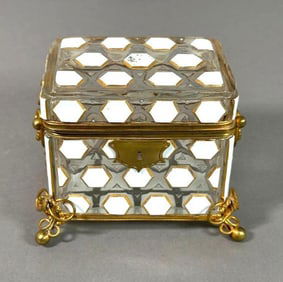 Bohemian Cased and Cut Glass Box, 19thc.