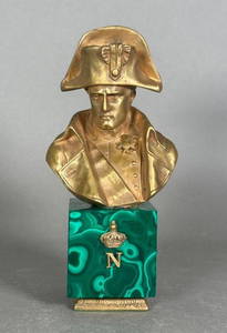 Emile Pinedo Bronze Bust of Napoleon on Malachite Pedestal