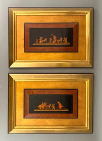 A Pair of Italian Grand Tour Marquetry Pictures, 19thc