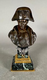 Emile Pinedo Bronze Bust of Napoleon on Green Marble Pedestal