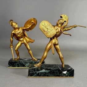 Pair of French Gilt Bronze Figures of Romulus and Titus Tatias