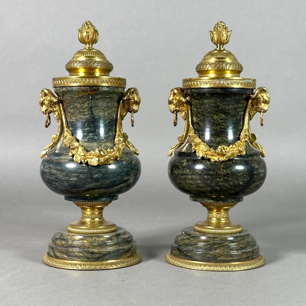 A Pair of French Gilt Bronze and Marble Cassolettes (1 of 13)