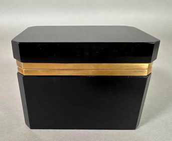 French or Italian Black Opaline Glass Box