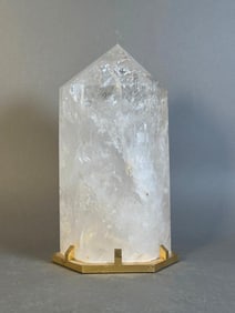 Modern Rock Crystal Obelisk in Gilt Bronze Mount