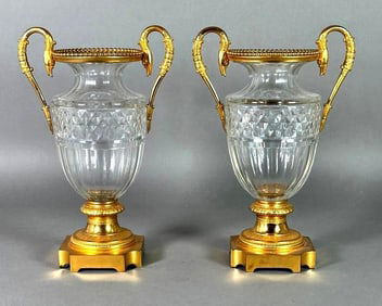 Pair of Baccarat Crystal Vases with Ormolu Mounts