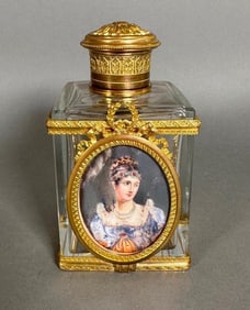 French Empire Crystal and Gilt Bronze Scent Bottle with Miniature Portrait of Empress Josephine