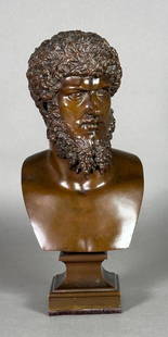 Bronze Bust of the Roman Emperor Lucius Verus, F. Barbedienne Foundry: Bronze Bust Of the Roman Emperor Lucius Verus, Ferdinand Barbedienne, Founder, 19thc. Well cast bust of the emperor with detailed hair and beard, on a bronze squared socle. Impressed to the back F. Ba