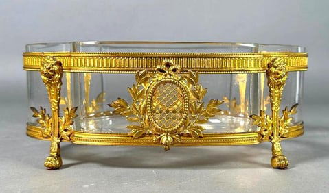 French Crystal Bronze Mounted Center Bowl, 19thc.