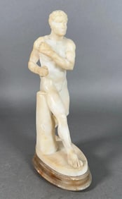 A Grand Tour Alabaster Figure of the Pugilist Damoxenos, After Antonio Canova, 19thc.