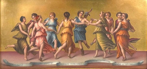 Porcelain Plaque After Baldessare Peruzzo, Apollo Dancing with The Nine Muses