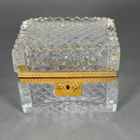 French Cut Crystal Box with Gilt Bronze Mounts
