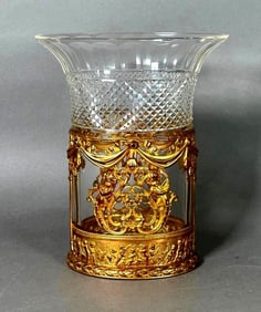 French Crystal Vase with Gilt Bronze Mounts
