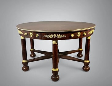 Fine Large French Empire Mahogany and Gilt Bronze Center Table, c. 1815