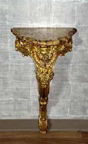 Louis XV Style Petite Giltwood Console Table with Marble Top