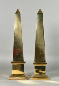 Pair of Classical Style Brass Obelisks