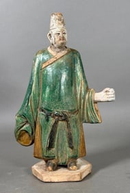 Chinese Glazed Pottery Tomb Figure of an Attendant
