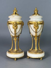 A Pair of French Marble and Gilt Bronze Cassolettes, 19thc.