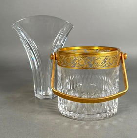 A St. Louis Thistle Pattern Crystal Ice Pail and Baccarat Gingko Vase