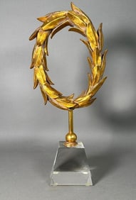 Napoleonic Gilt Laurel Wreath on Stand, Modern