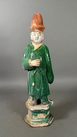 Chinese Glazed Pottery Tomb Figure of an Attendant