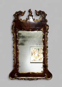 George II Walnut and Parcel Gilt Mirror, c.1750