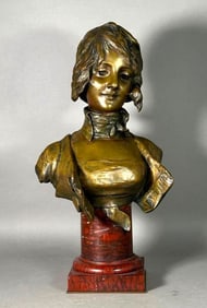 Bronze Bust of a Young Girl by Georges Van der Straeten