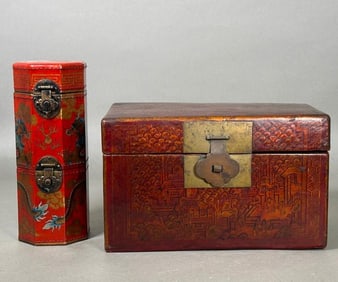 Two Chinese Lacquer Decorated Boxes, Modern