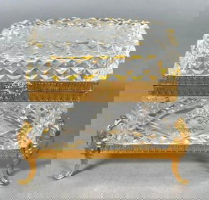 Cut Crystal Box with Gilt Metal Mounts
