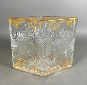 Bohemian Cut Glass and Enamel Vase
