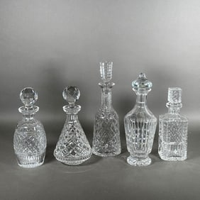 Lot of Five Crystal Decanters