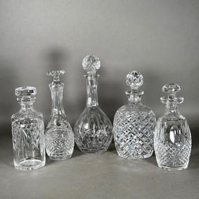 Lot of Five Crystal Decanters