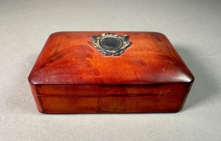 Vintage Bottega Veneta Leather Box with .800 Silver Mount