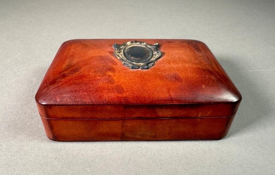 Vintage Bottega Veneta Leather Box with .800 Silver Mount (1 of 7)