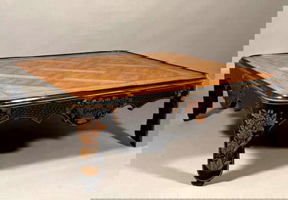 Chinese Style Black Lacquer Coffee Table, Modern