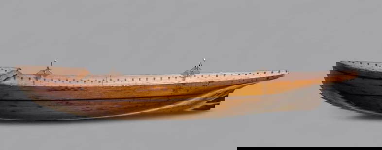 Pine Boat Keel Form Wall Shelf: Pine Boat Keel Form Wall Shelf, planked form with ebonized banding. 5.5 in.h. x 45 in.l. x 5.5 in.d. Condition: Very good.