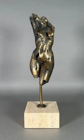 Brutalist Bronze Torso of a Female Nude, Modern